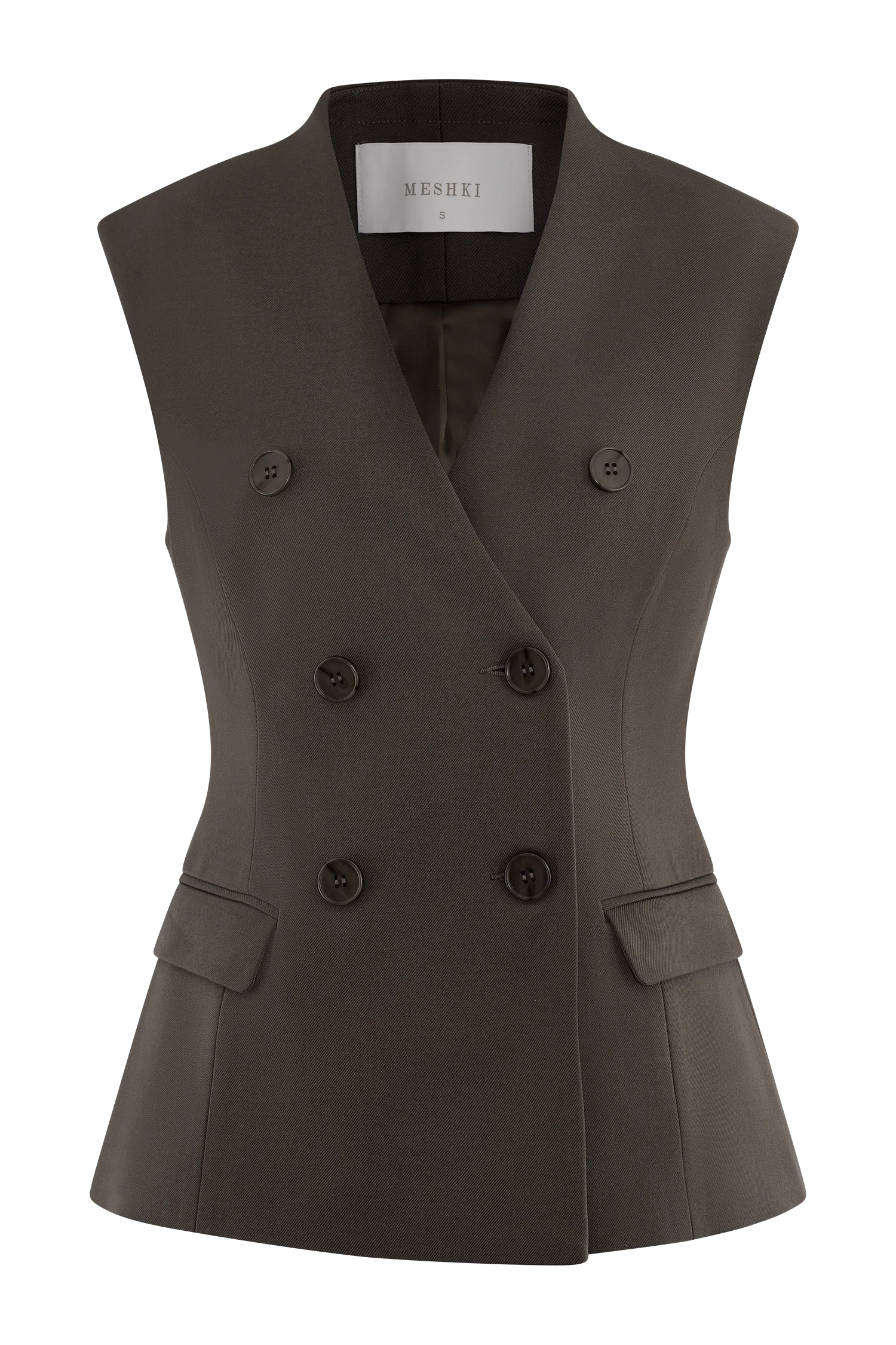 Penelope Suiting Sleeveless Blazer Chocolate