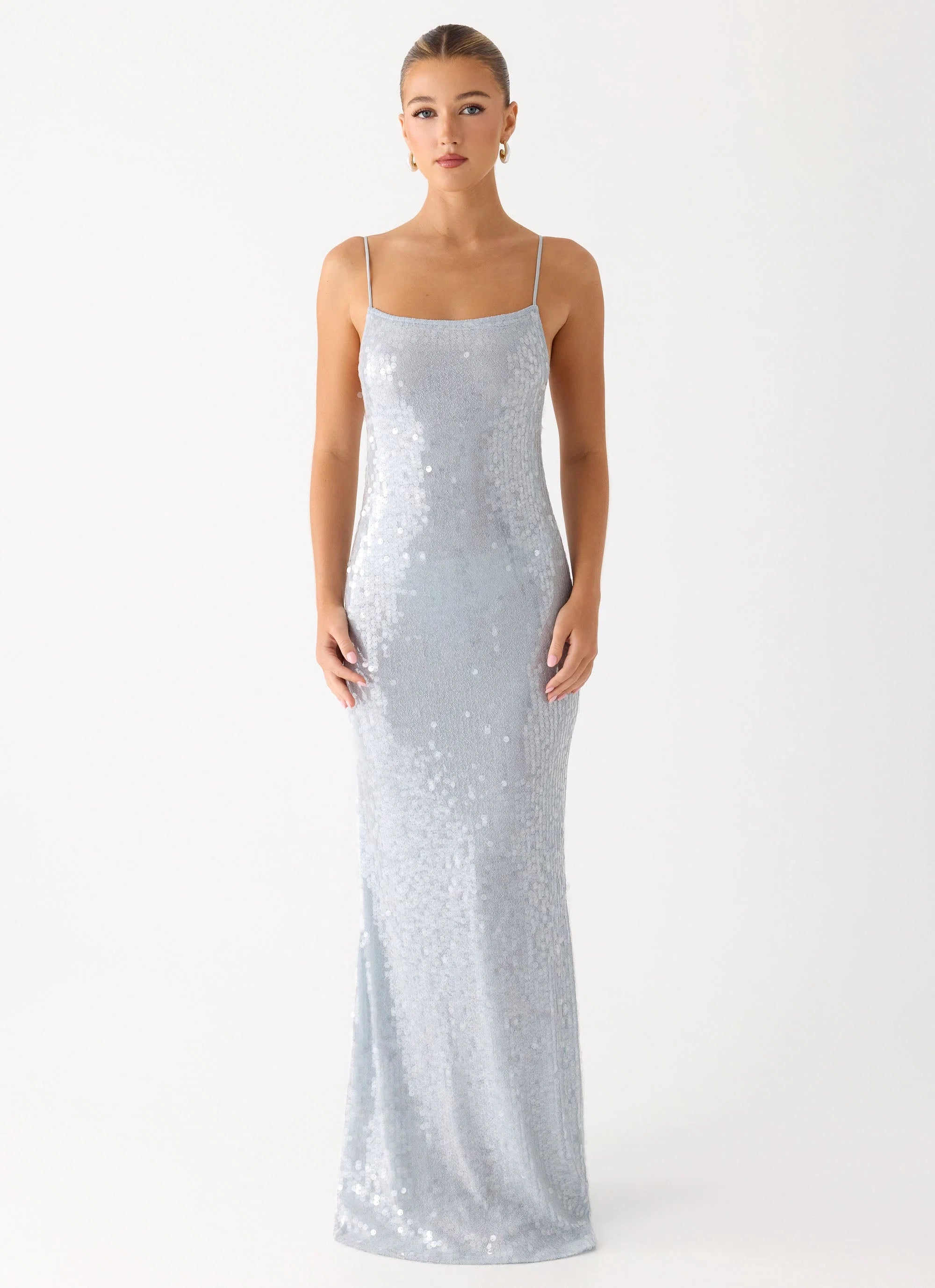 Solo Sequin Maxi Dress Misty Blue