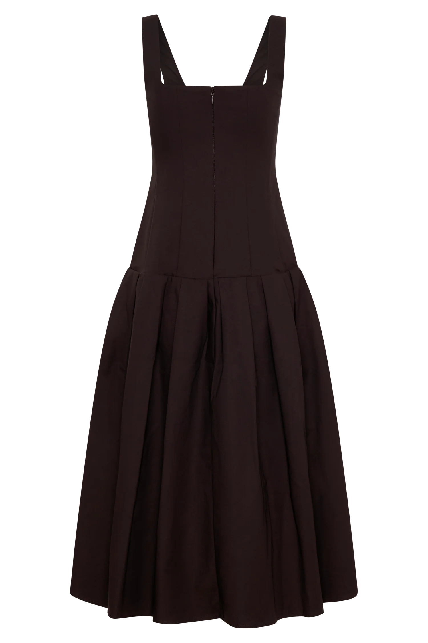 Natascha Drop Waist Cotton Midi Dress Chocolate