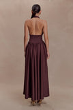 Angelina Scuba Halter Midi Dress Chocolate