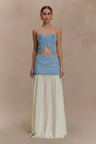 Tully Strapless Topstitch Denim Top 80S Blue
