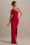 Dressing Up Red One Shoulder Maxi Dress With Open Back Detail