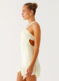 Not Your Fan Cut Out Mini Dress Yellow