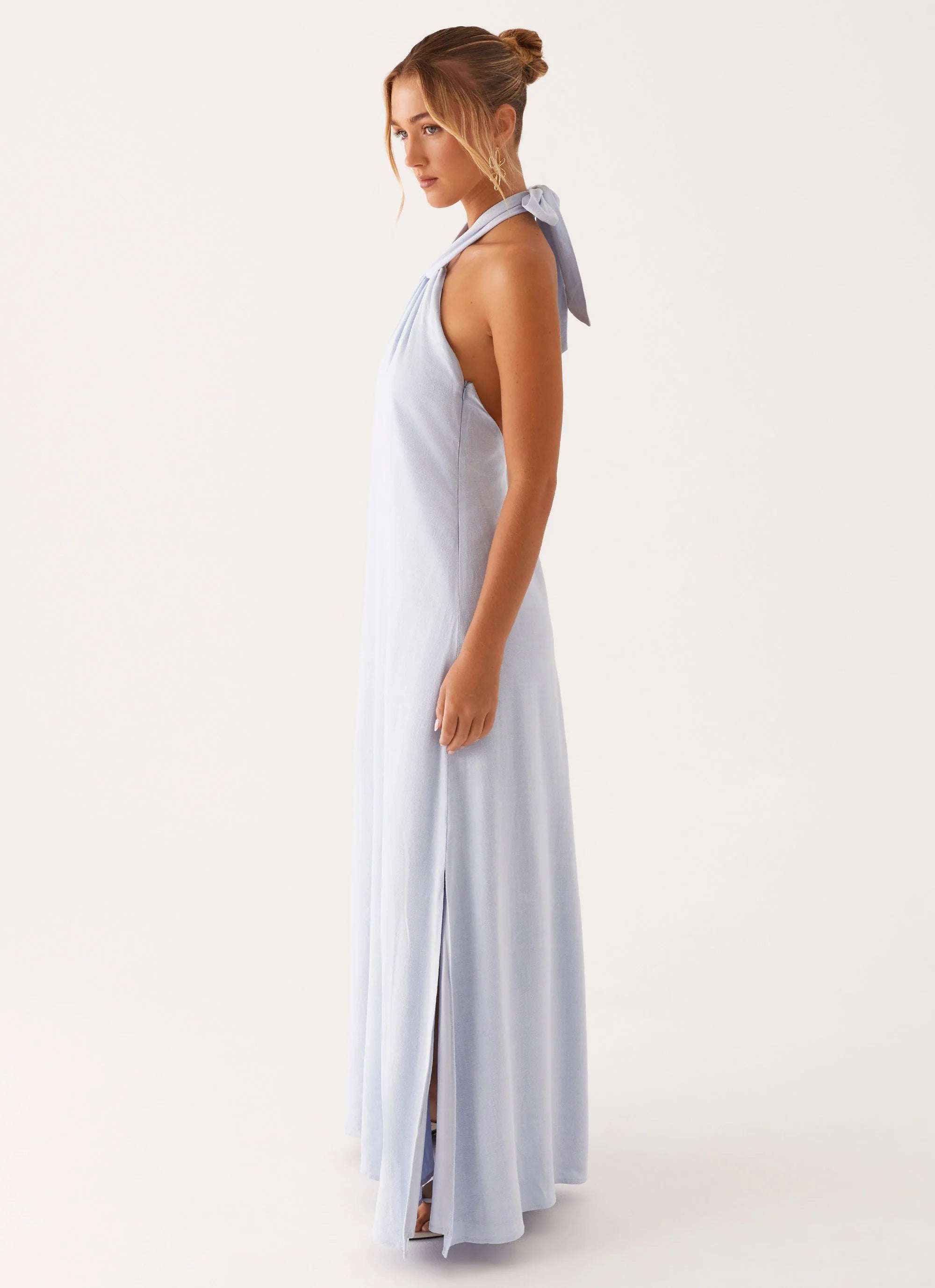 Golden Child Linen Maxi Dress Blue
