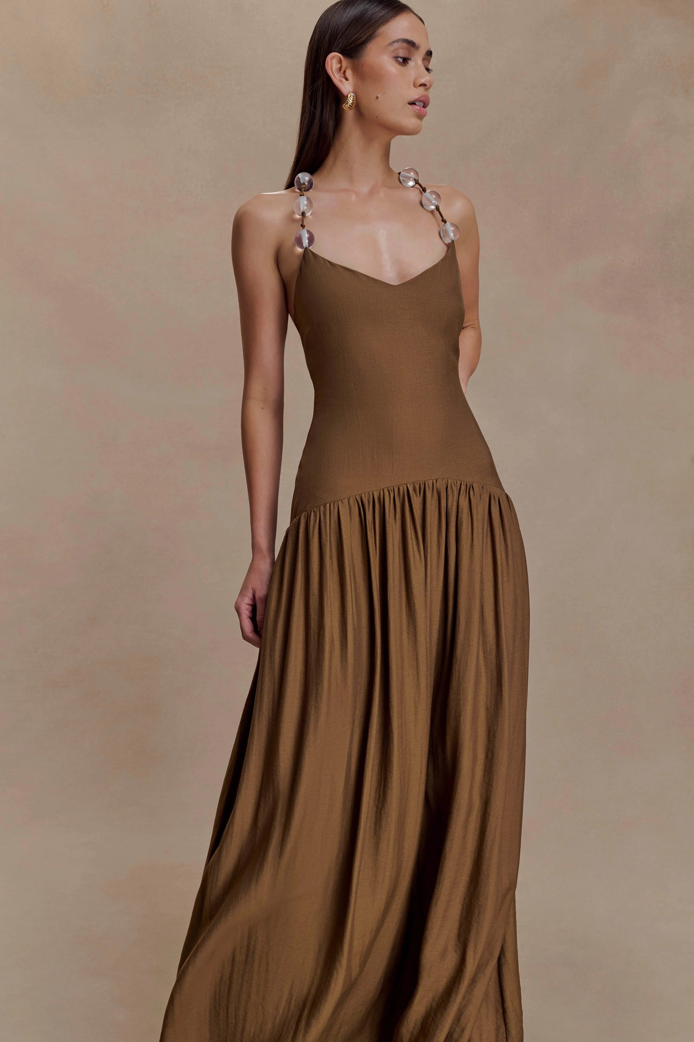 Darling Linen Maxi Dress Chocolate