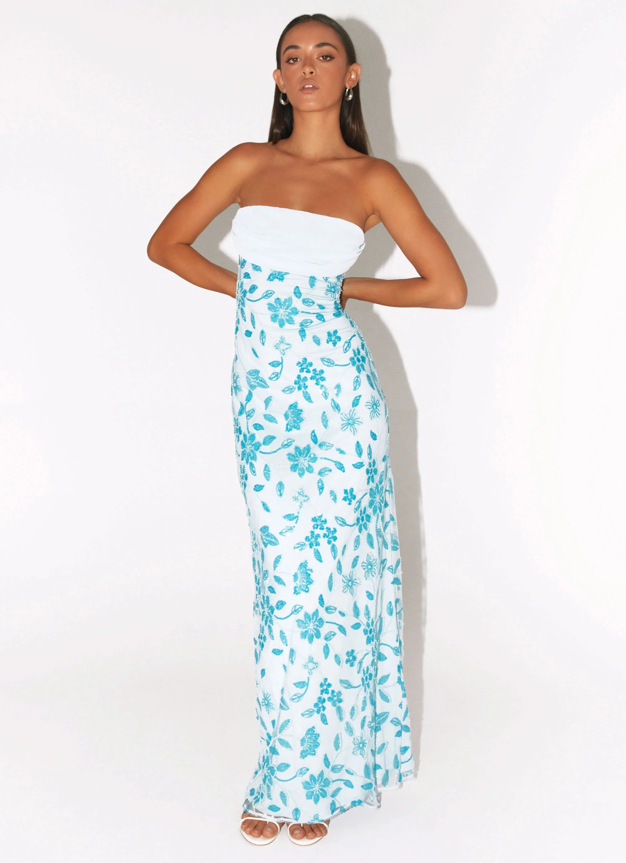 Prism Beaded Maxi Dress Blue