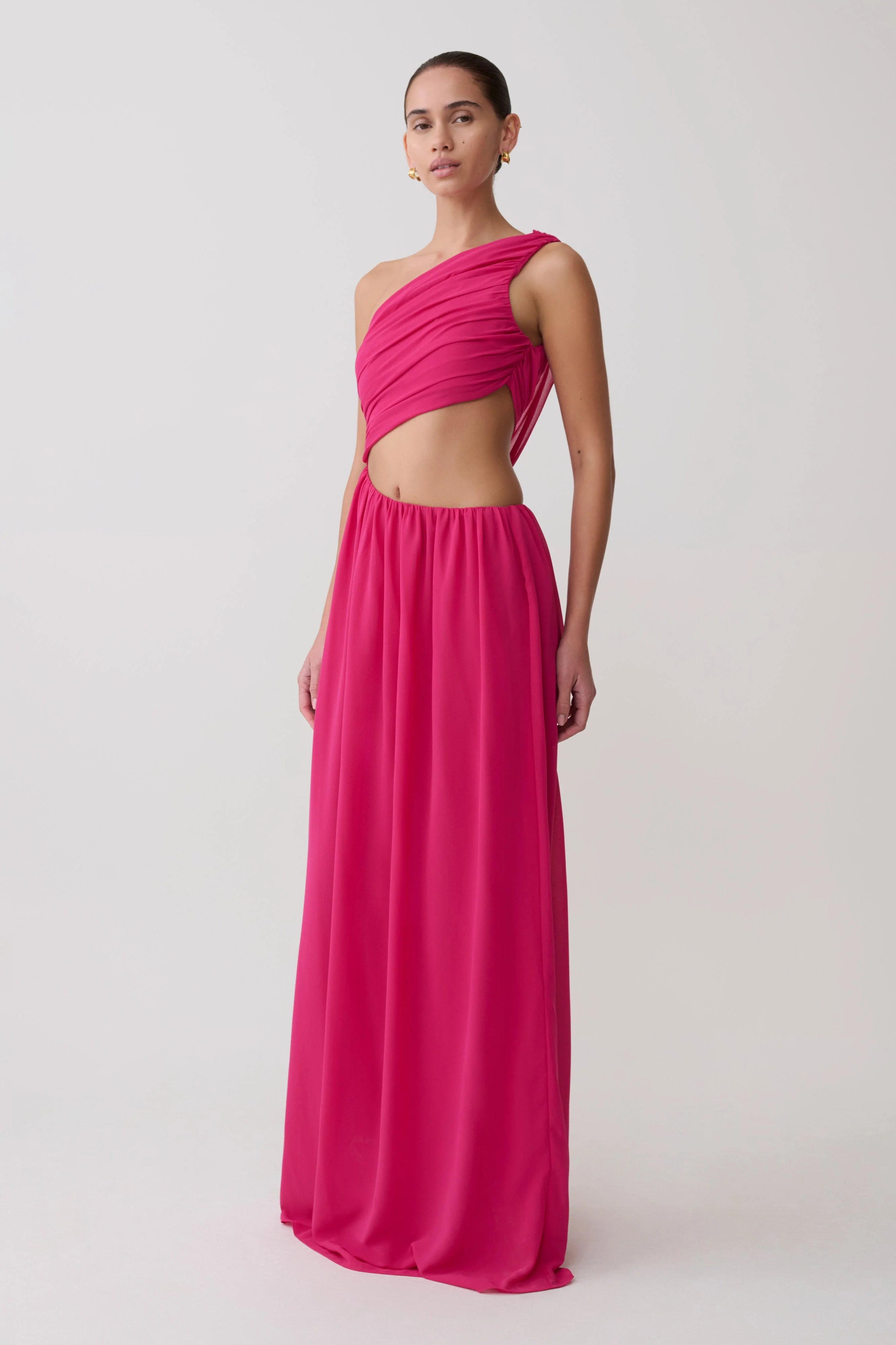 Aria Chiffon Cut Out Maxi Dress Fuchsia