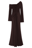 Iris Long Sleeve Satin Maxi Dress - Dark Chocolate