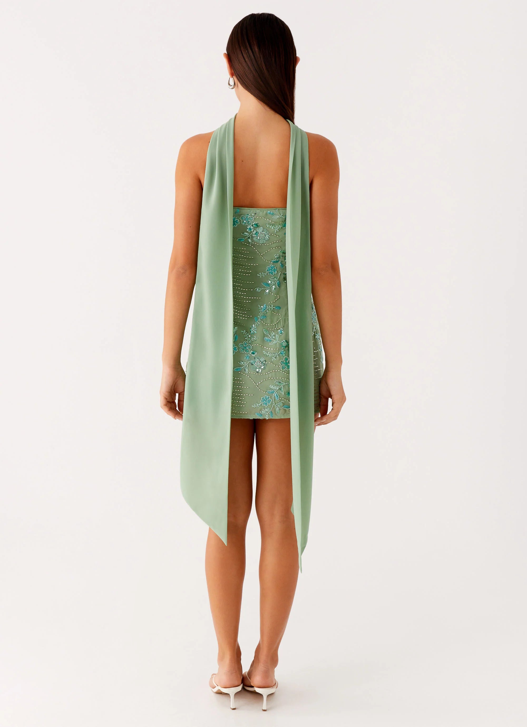 Kiesha Strapless Scarf Mini Dress Mint