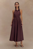 Cindy Collared Midi Dress - Chocolate