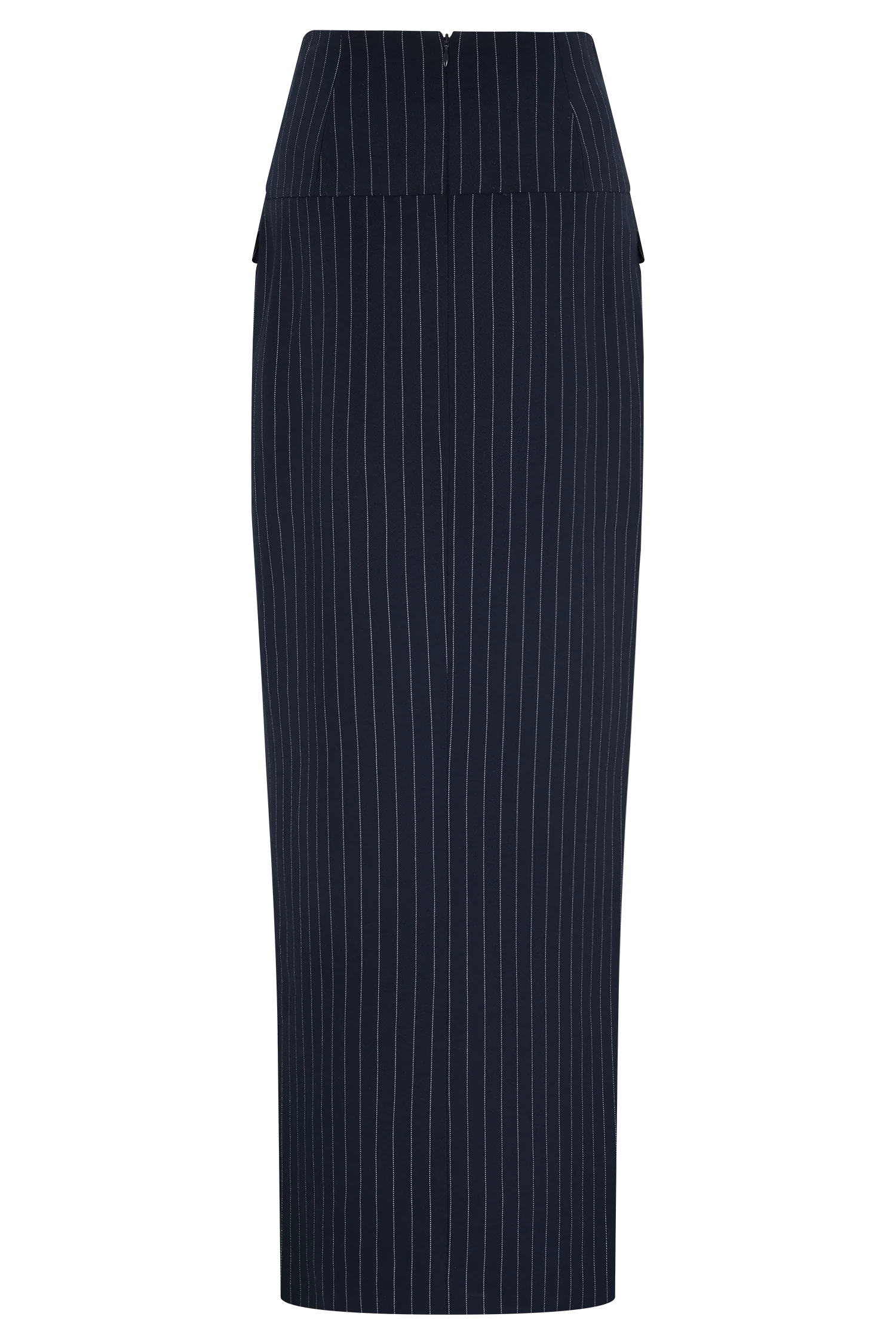 Cassie Column Maxi Skirt Navy Pinstripe
