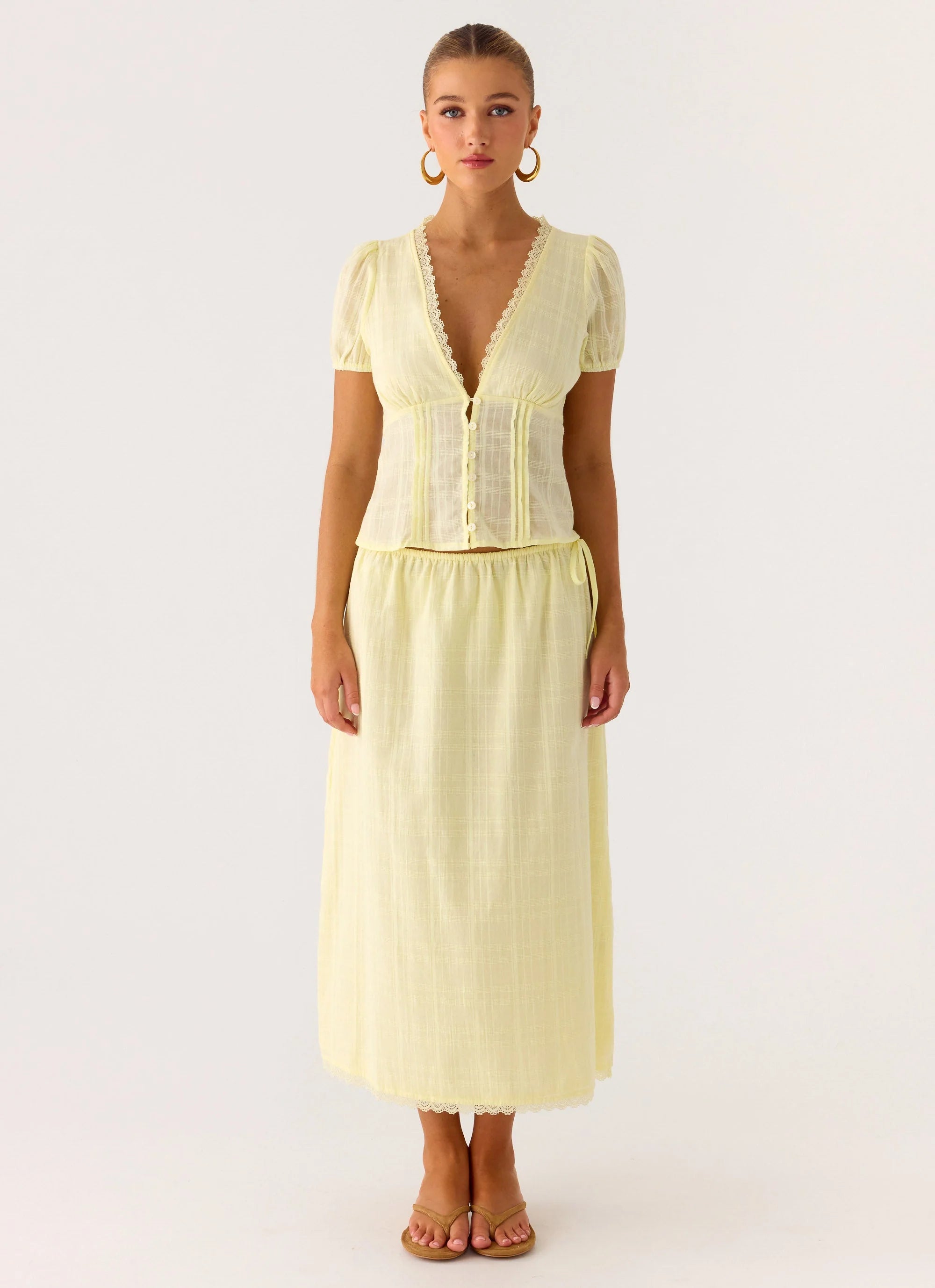 Sweet Lullaby Midi Skirt Lemon Yellow