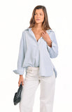 Lola Blue Stripe Embroidered Button Up Shirt