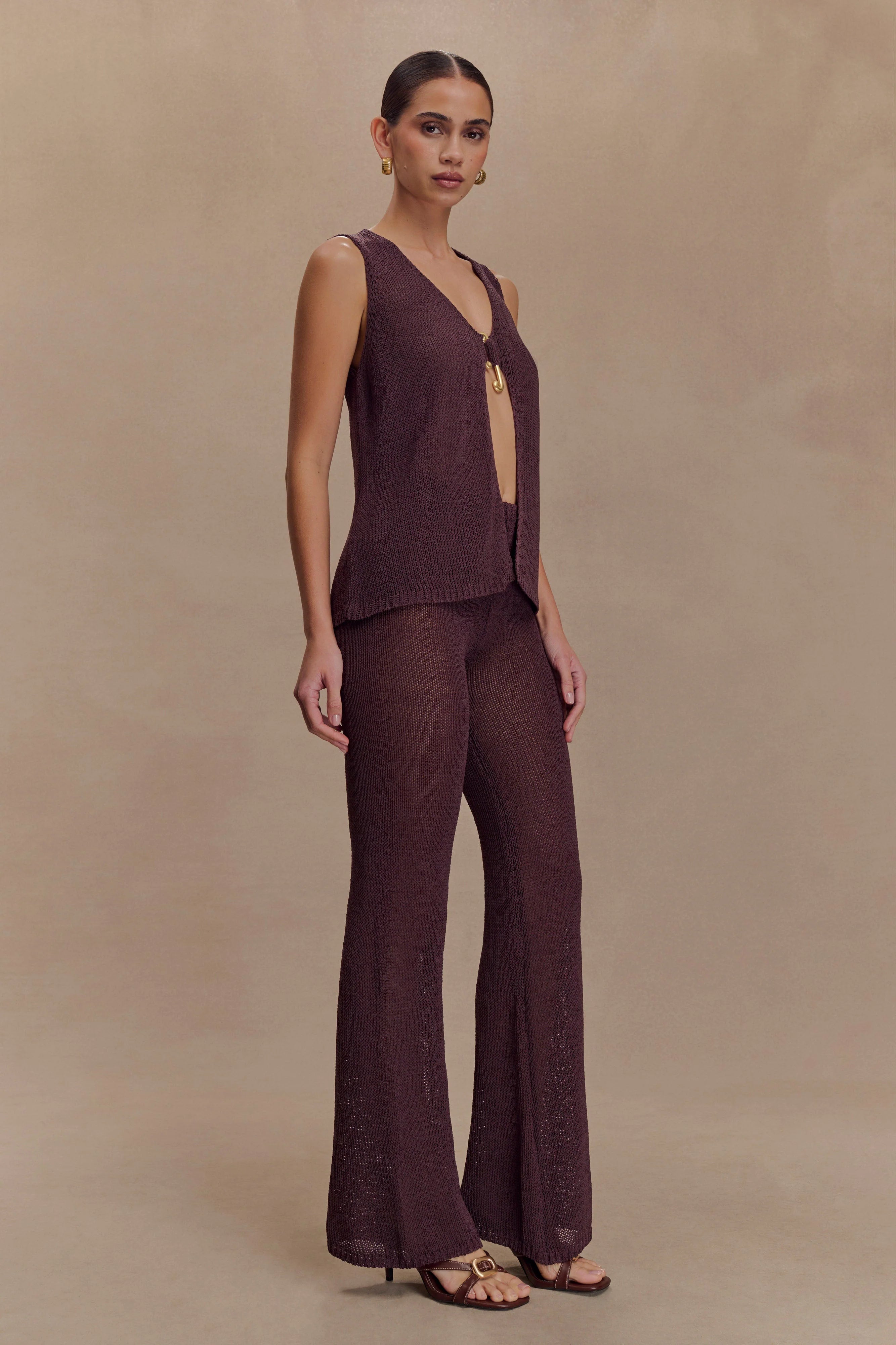 Malani Knit Top With Hardware Chocolate