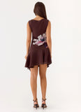 Maris Asymmetrical Mini Dress Velvet Bloom