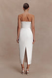 Ophelia Peplum Satin Maxi Dress Ivory