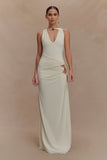 Kaiden Slinky Beaded Maxi Dress Ivory