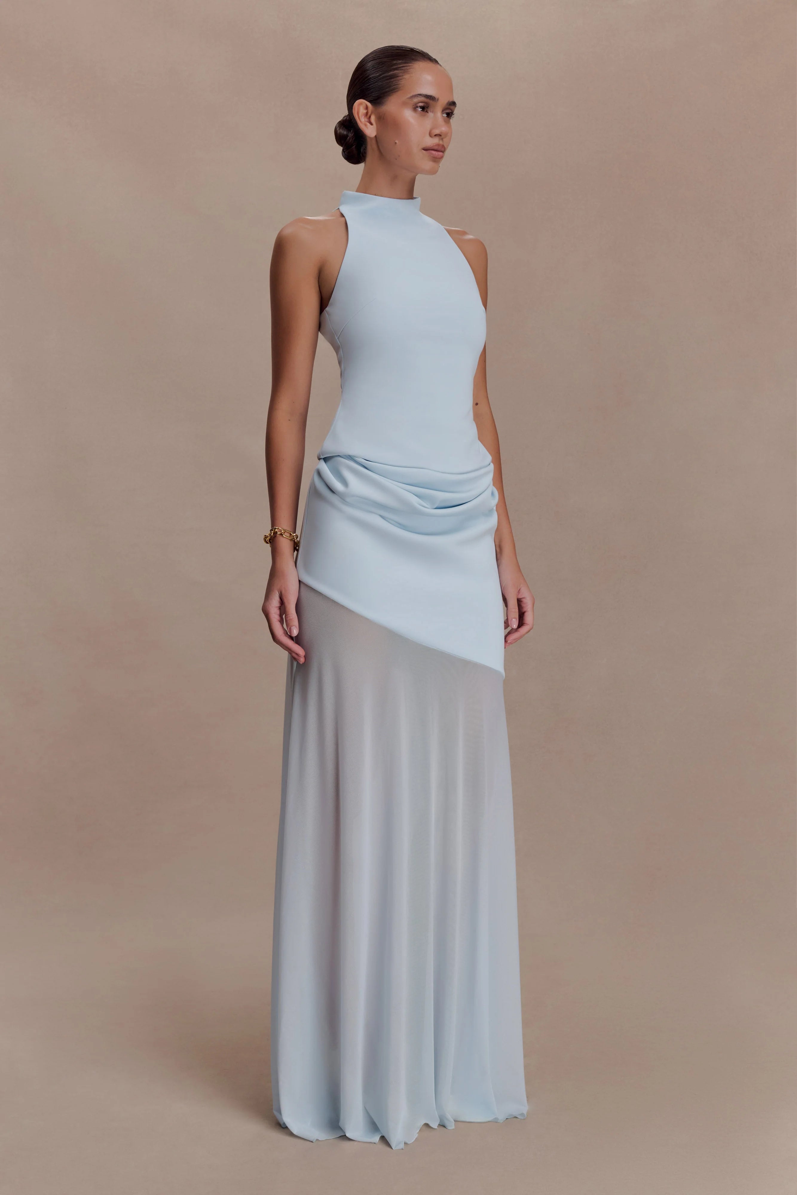 Portia Scuba Sleeveless Top Pale Blue