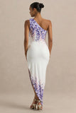 Sybil Wisteria Floral Print Asymmetric Midi Dress