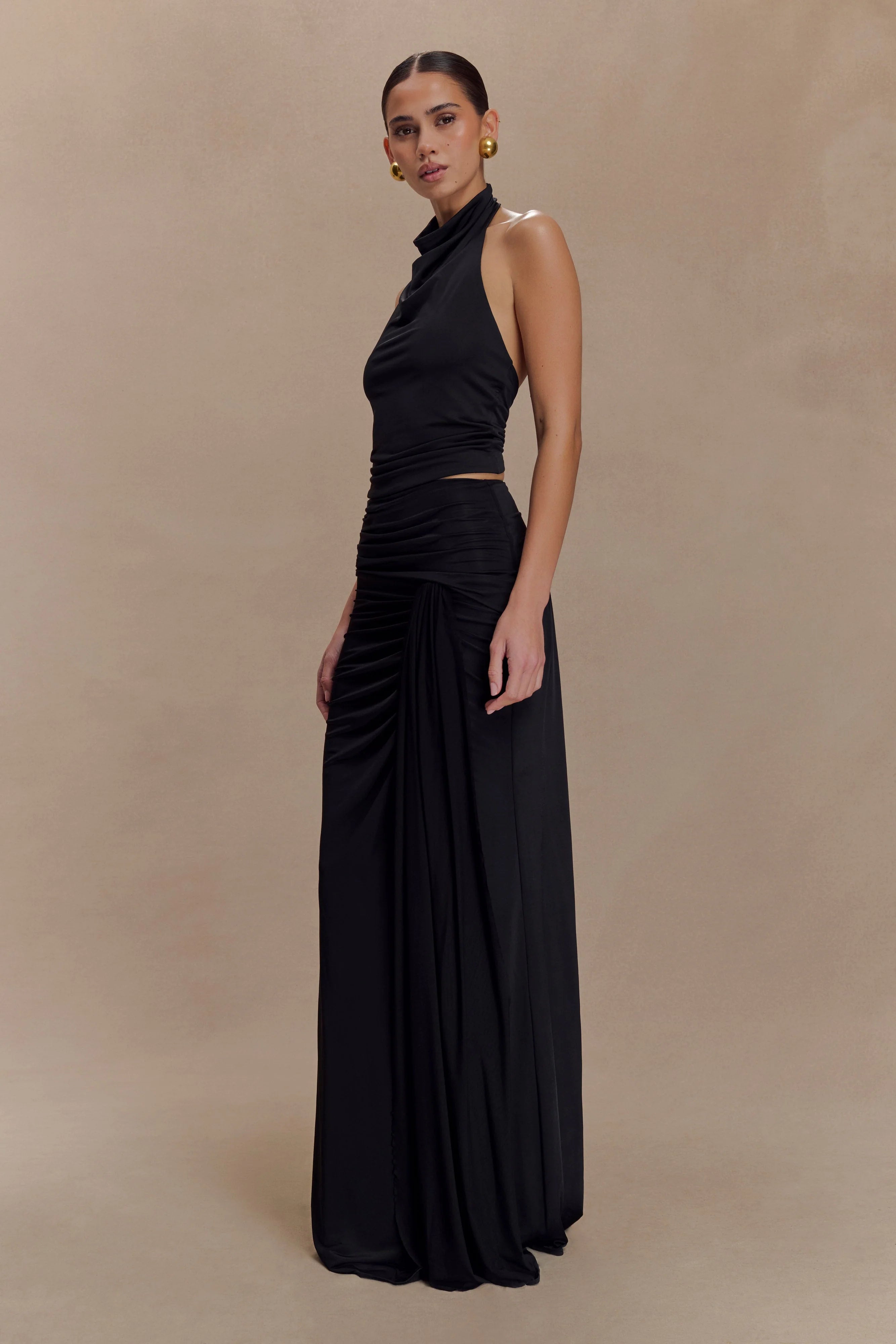Calandra Slinky Maxi Skirt Black