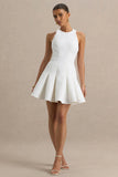 Leilani White Round Neck Mini Skater Dress