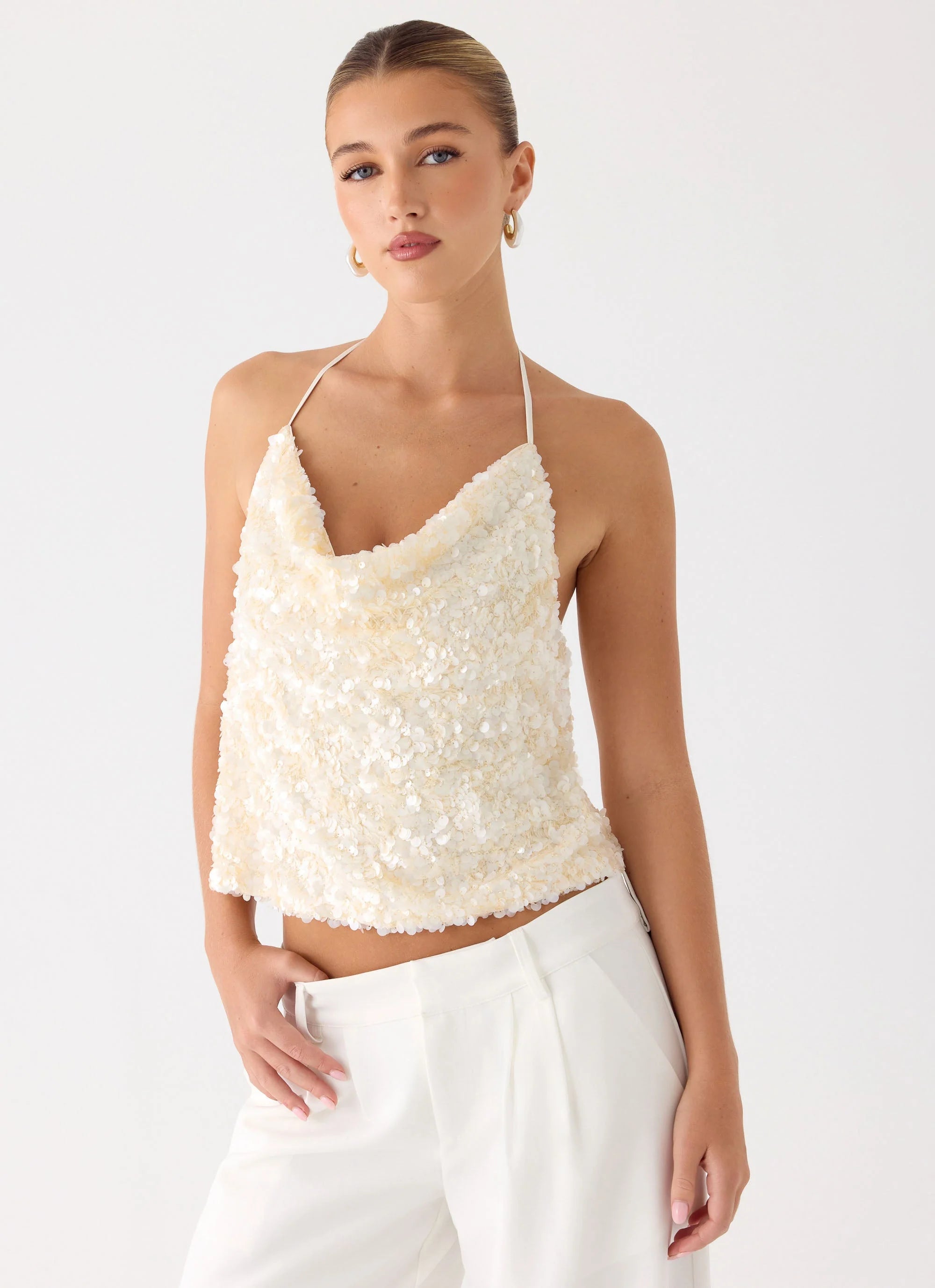 Amelita Sequin Top Ivory