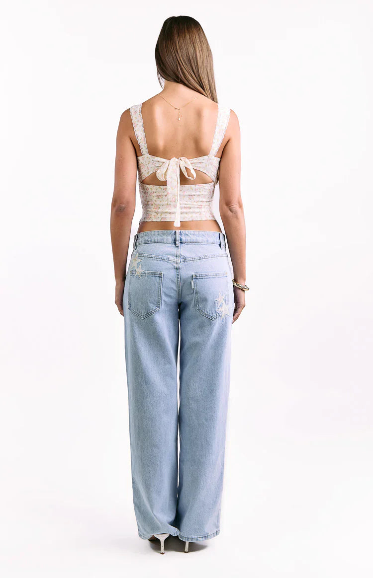 Louis White Floral Corset Top