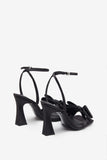 Headlines Black Ankle Strap Heeled Sandals With Diamante Bows