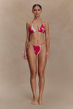 Marquise Bikini Top Dragonfruit Deco Fleur Print