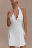 Nelly Halter Neck Cotton Mini Dress White