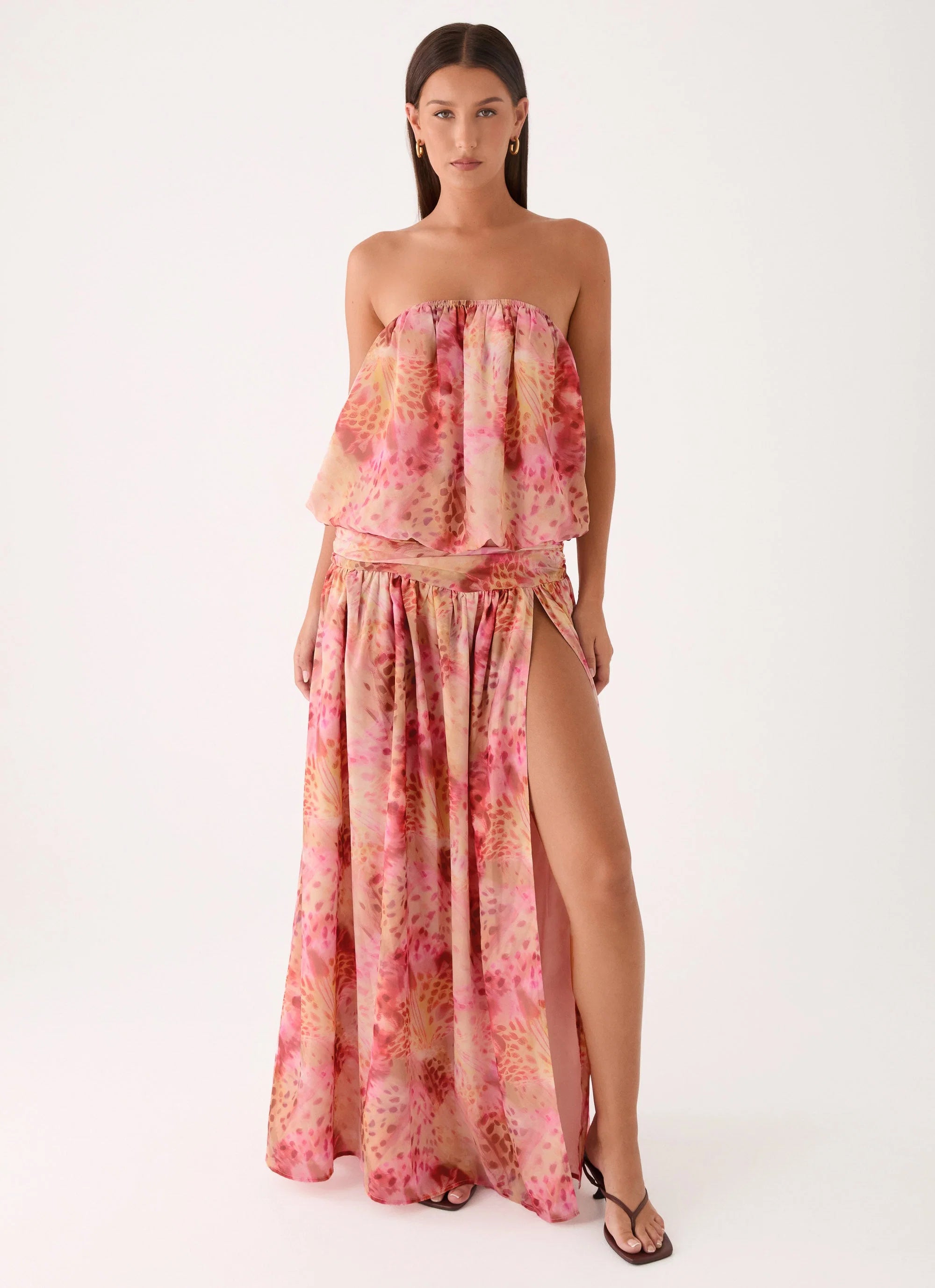 Lioras Strapless Maxi Dress Botanic Cheetah