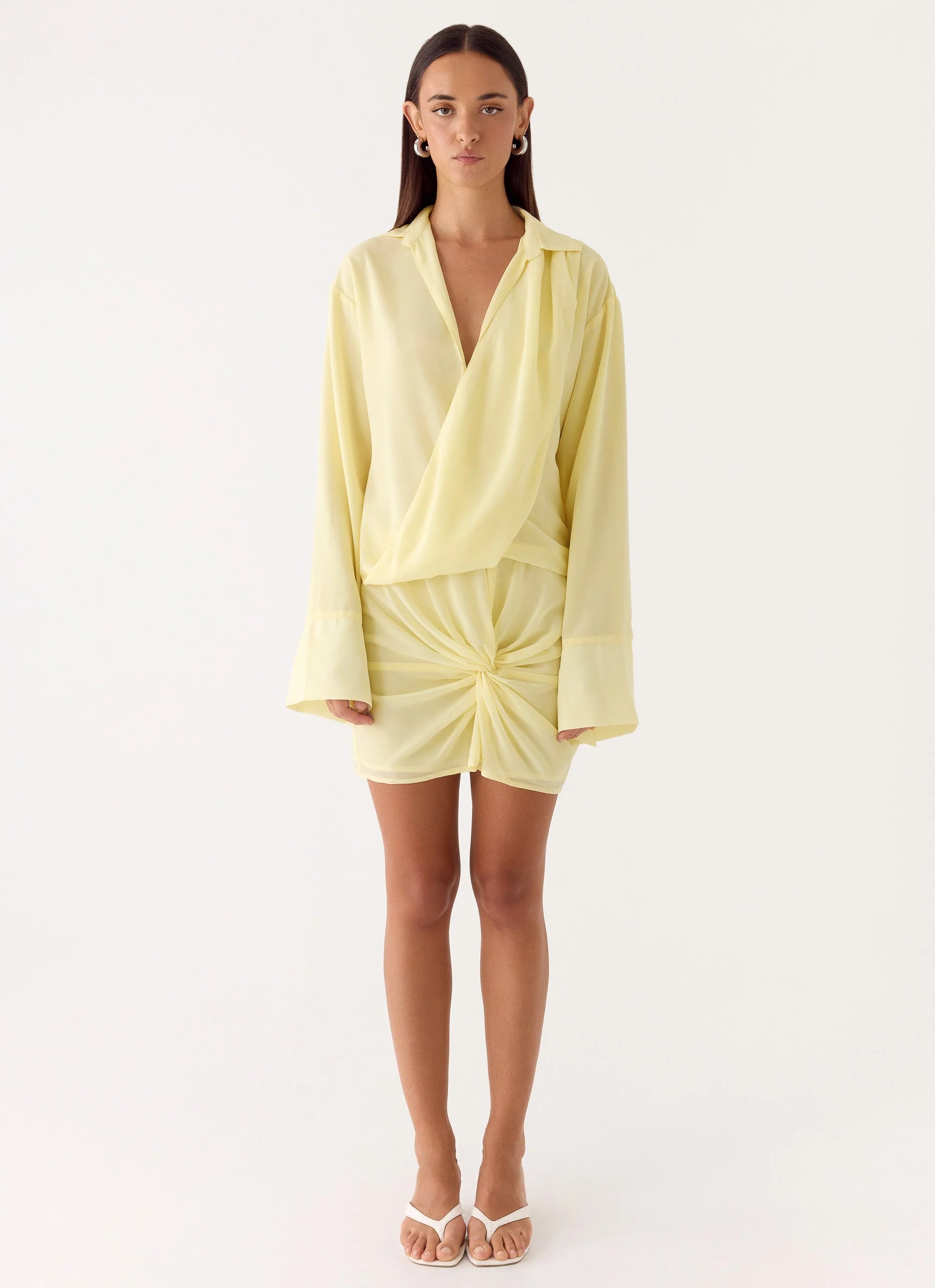 Farretti Shirt Mini Dress Pale Yellow