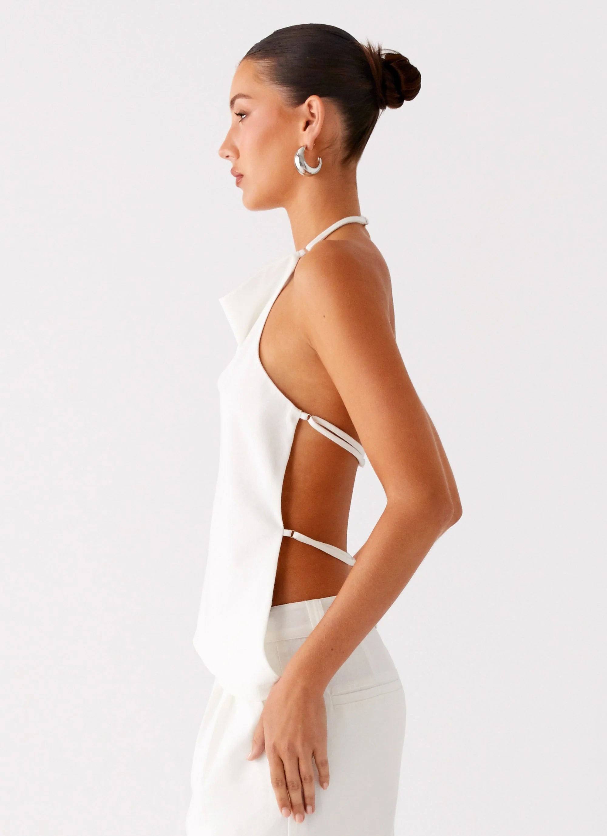 Delong Backless Linen Top White