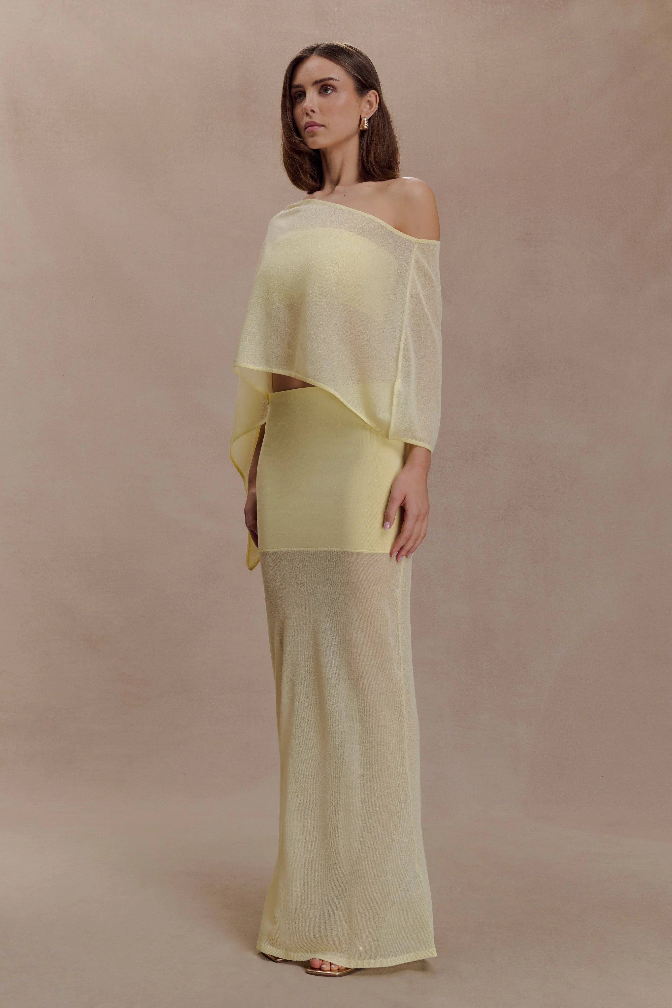 Lyra Sheer Knit Cape Lemon