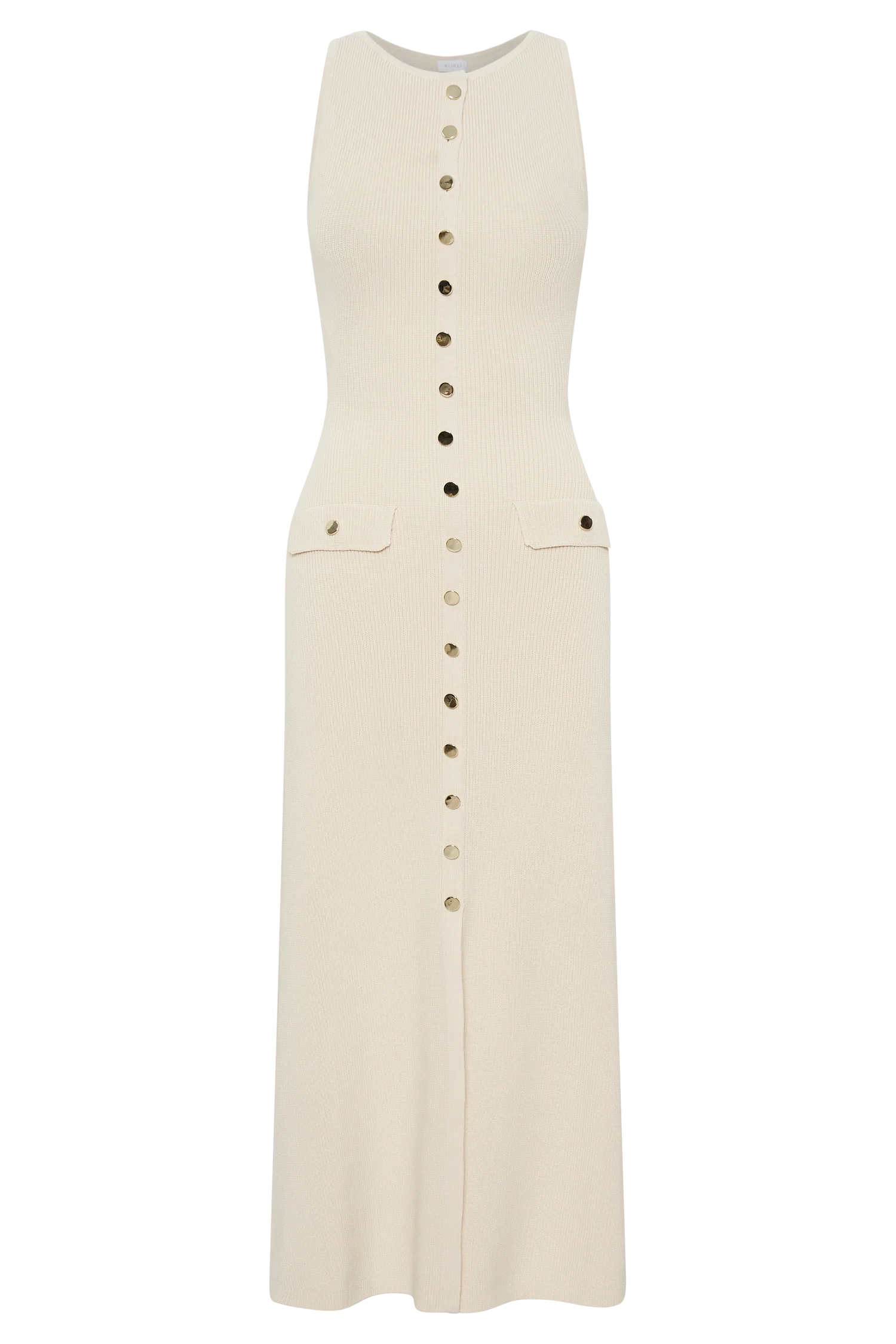 Sawyer Sleeveless Buttoned Maxi Dress Ivory