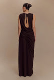 Oria Chiffon Maxi Dress Cacao Brown
