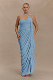 Micaela Chiffon Gathered Maxi Dress Alaskan Blue