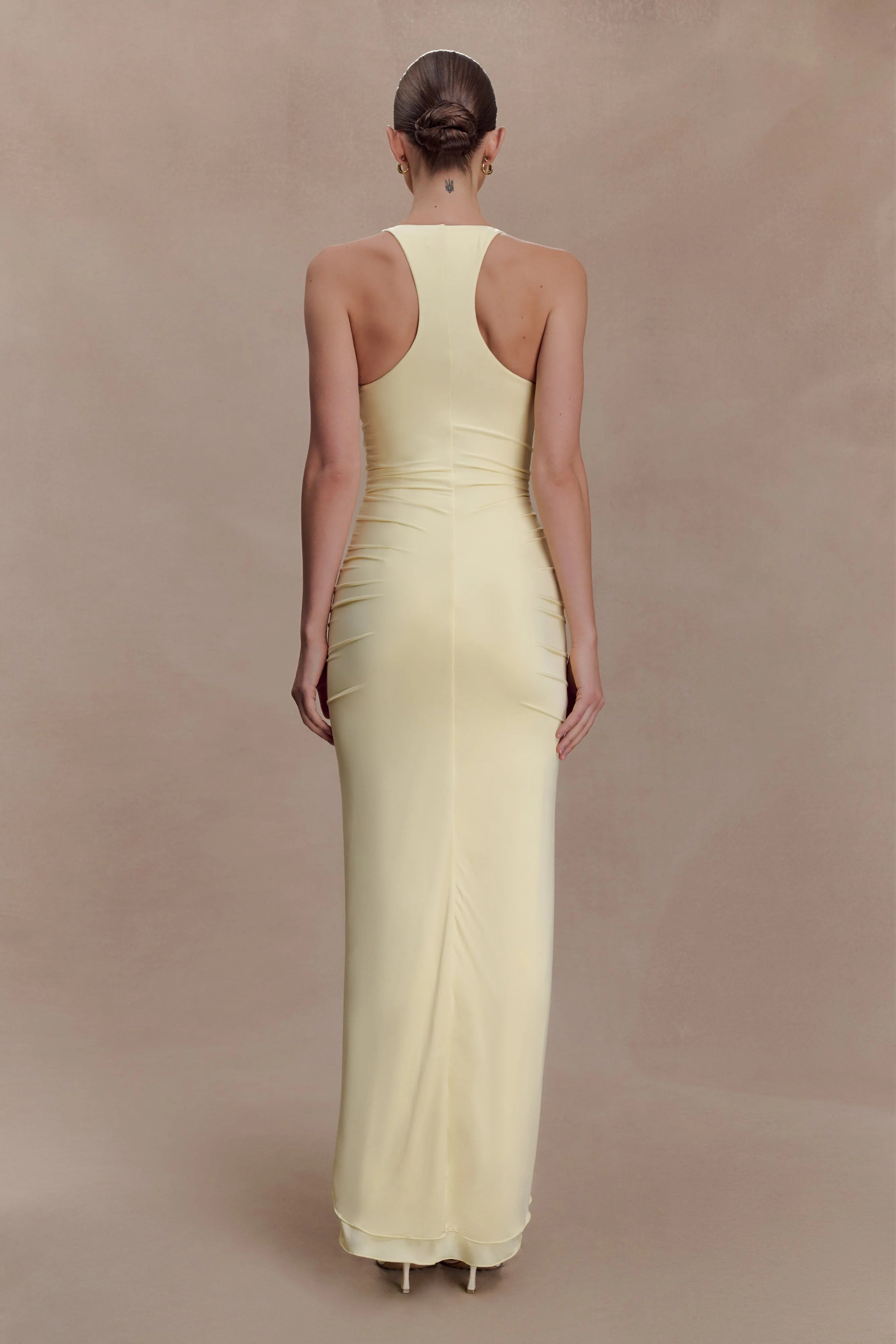 Alessandra Slinky Ruffle Maxi Dress Lemon
