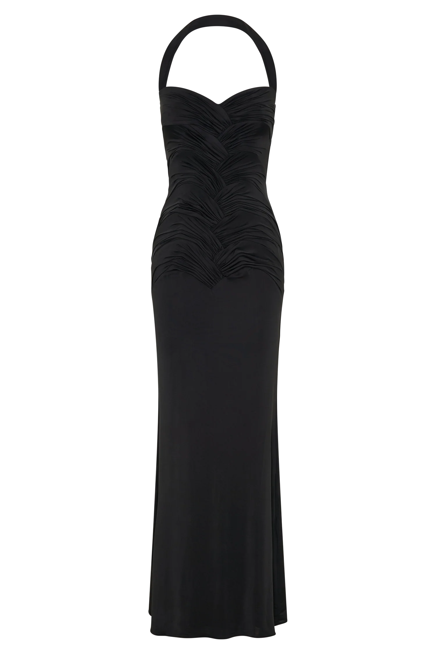 Hoai Gathered Slinky Halter Maxi Dress Black
