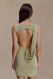 Henley Slinky Drape Mini Dress Sage