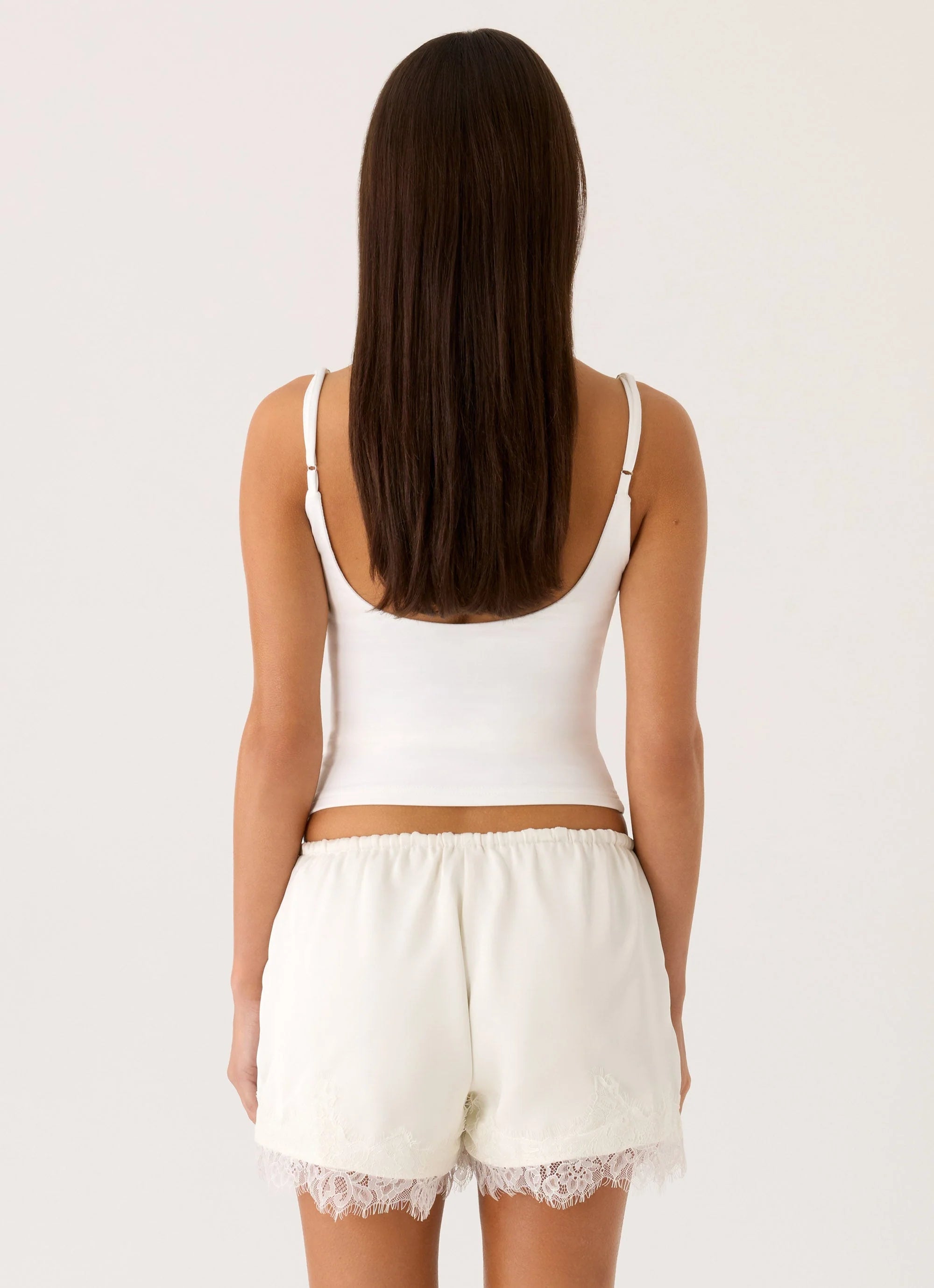 Tarina Lace Trim Mini Shorts Ivory
