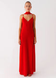 Yorke Scarf Maxi Dress Raspberry Red