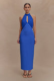 Mierah Halter Midi Dress Cobalt Blue