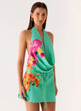 Halia Cowl Mini Dress Jungle Bloom