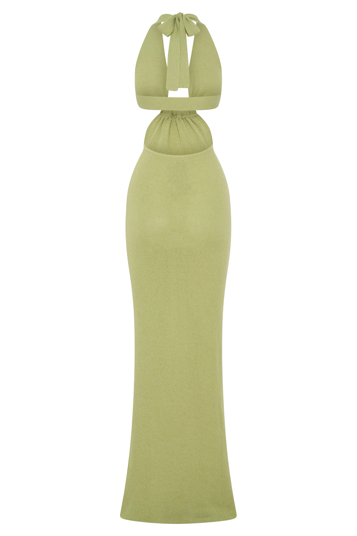 Theresea Halter Knit Maxi Dress Light Olive