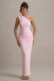 Dalarie Pink One Shoulder Gathered Maxi Dress