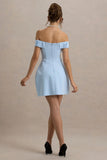 Lavender Powder Blue Sweetheart Mini Dress With Bow Detail