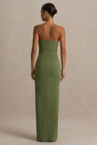 Laviza Olive Strapless Cut Out Wrap Maxi Dress