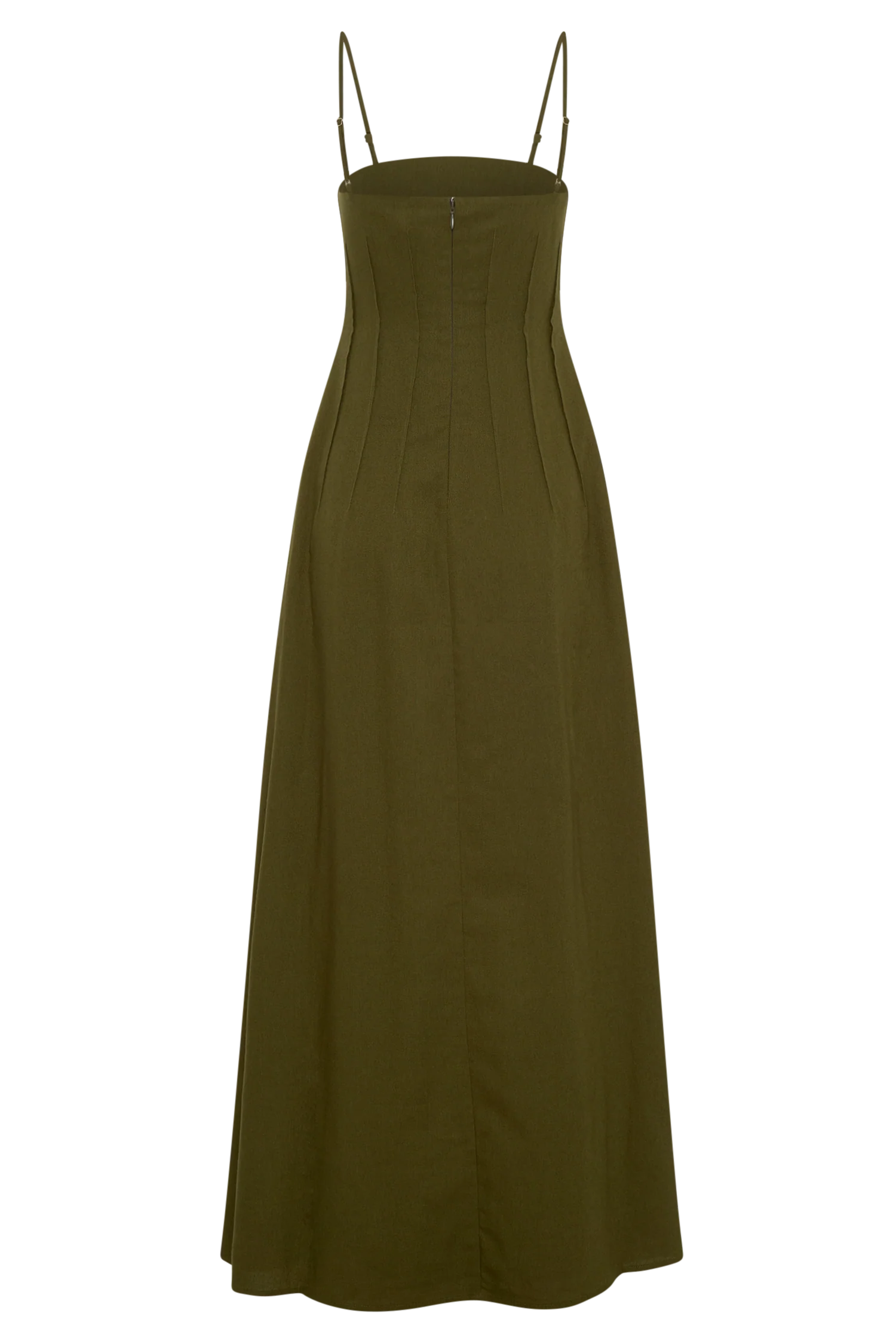 Sofie Pintuck Linen Maxi Dress Khaki