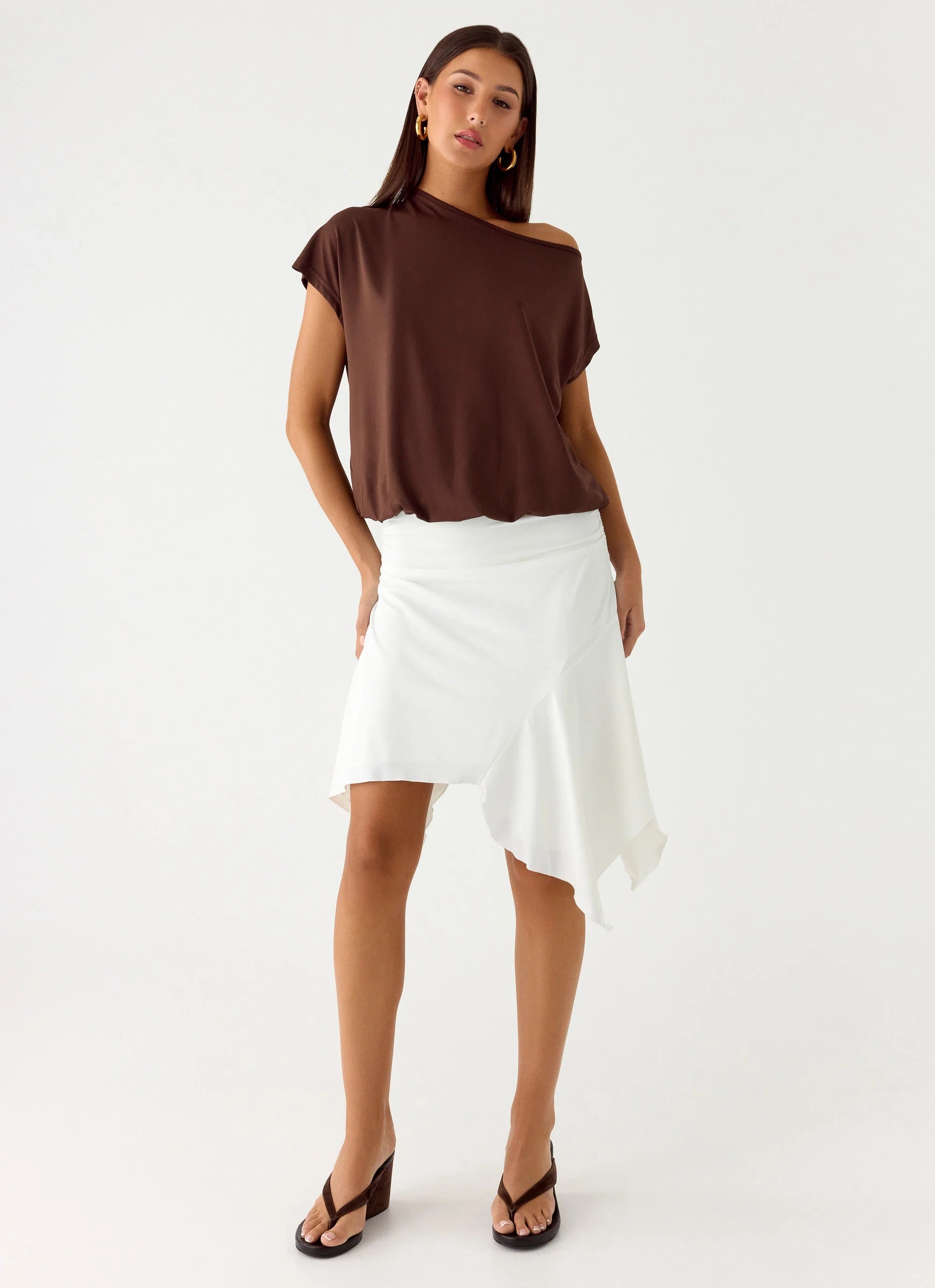 Raeni Off Shoulder Top Chocolate